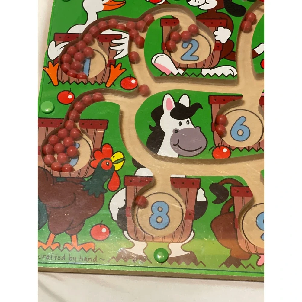 Melissa & Doug Magnetic‎ Wand Number Maze Wooden Toy Farm Animal Counting Game